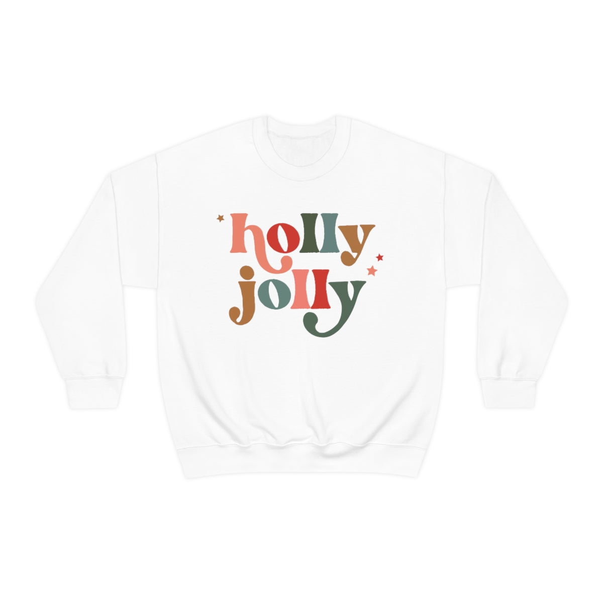 Holly Jolly Boho Retro Holiday Christmas Crewneck Pullover Sweatshirt