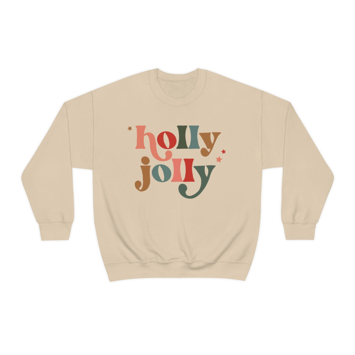 Holly Jolly Boho Retro Holiday Christmas Crewneck Pullover Sweatshirt