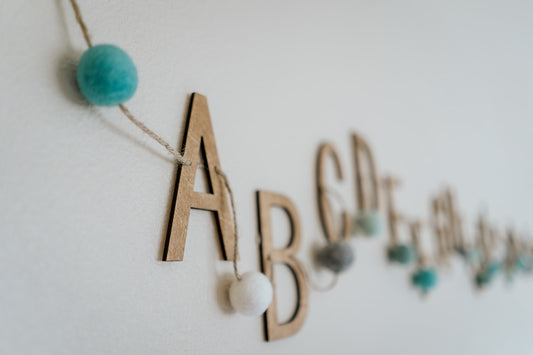 Alphabet Garland - Hanging Wall Decor for Nursery, Play Room, Child's Room, Classroom