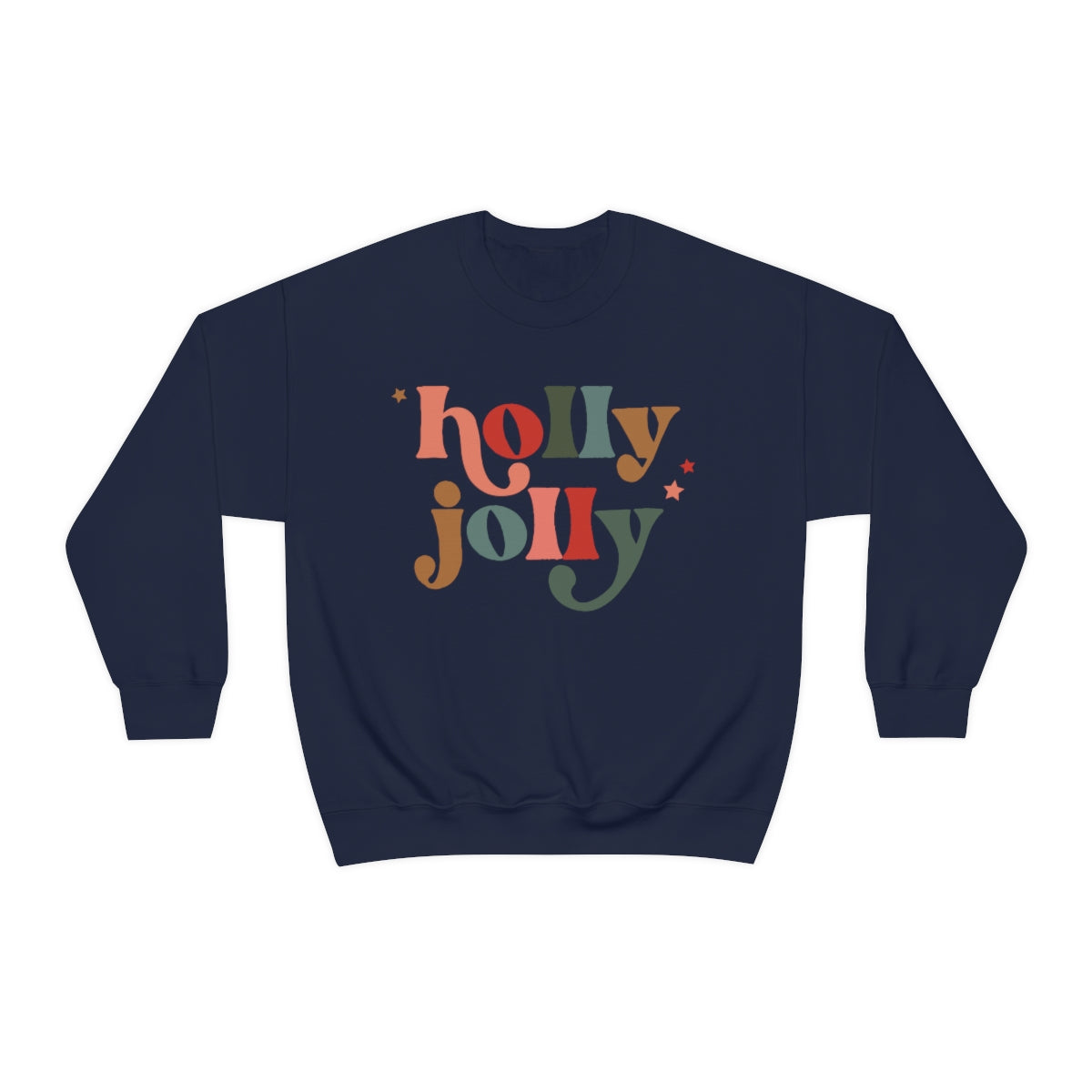 Holly Jolly Boho Retro Holiday Christmas Crewneck Pullover Sweatshirt