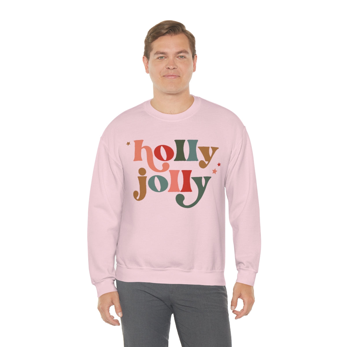 Holly Jolly Boho Retro Holiday Christmas Crewneck Pullover Sweatshirt