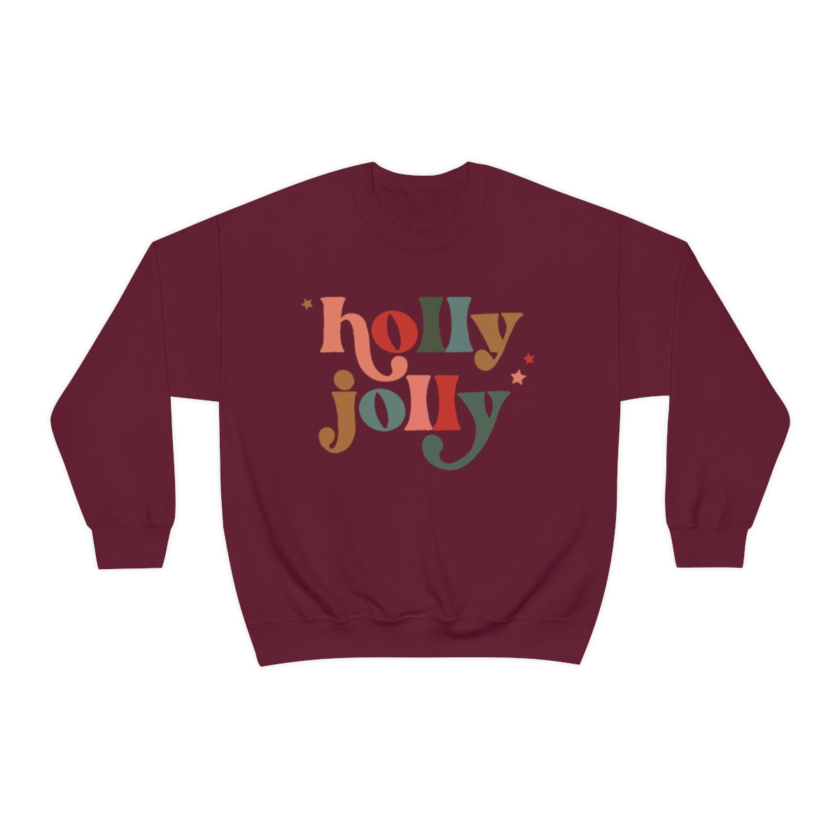 Holly Jolly Boho Retro Holiday Christmas Crewneck Pullover Sweatshirt